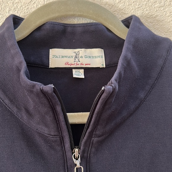 Fairway & Greene Vintage Pebble Beach Navy Blue Quarter Zip Vest Size XXL - Picture 5 of 7